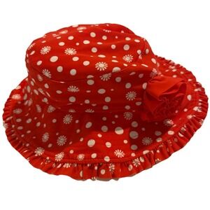 Koala Baby Bucket Sun Hat Summer Red White Bow Size 18-24 Months